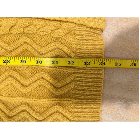 Sparrow Anthropologie Yellow Cable Knit Cardigan Sweater S Fisherman Lambswool - Picture 7 of 9